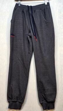 Umbro‎ Men's Jogger Sweatpants Dark Grey Charcoal Size Small Red Logo Drawstring